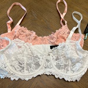Set of 2 lace bralettes NWT pink white